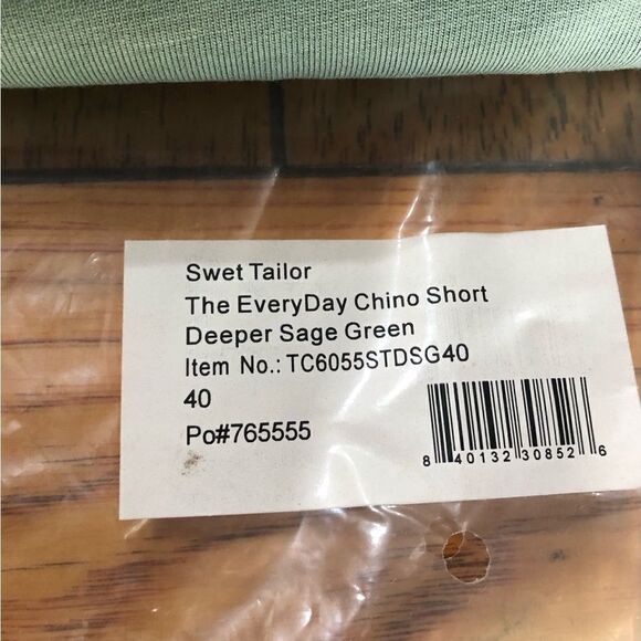 NWT Swet Tailor Men’s Everyday Chino Shorts Deeper Sage Green - 40 - Picture 8 of 8